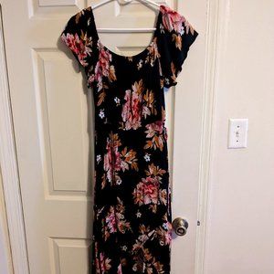 Maurices Women's Off Shoulder Fall Floral Print High Low Wrap Dress Size L